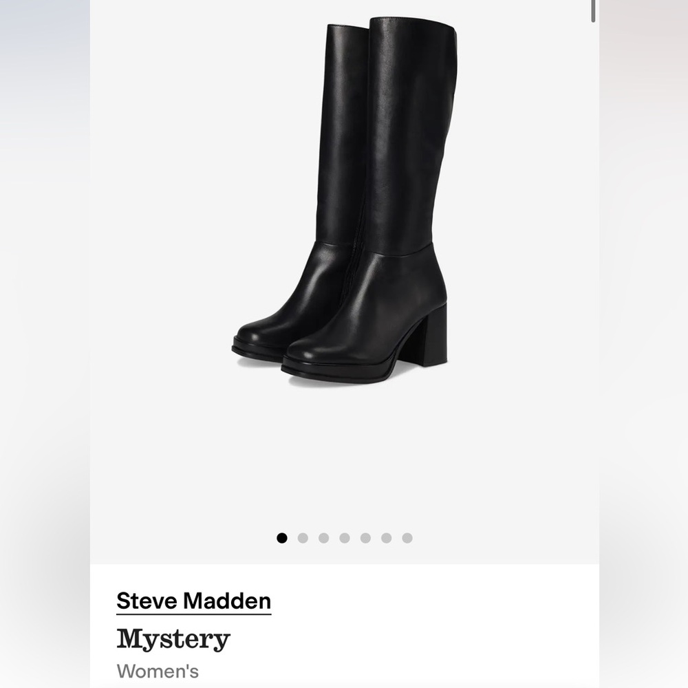Steve Madden Black Knee High Leather Boots Mystery
